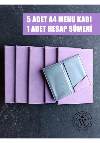 5 Adet Suni Deri Menü Kabı Yemek Menüsü Restaurant Cafe Otel Menü
