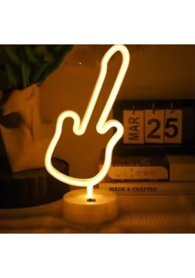 Neon Gitar Masa Lambası Pil+usb Çr