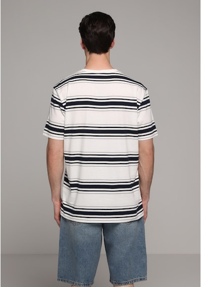 Colin's Colins Regular Fit Yuvarlak Yaka Çizgili Erkek Beyaz Kısa Kol Tişört Cl1081611 Q1.v1 Ofw