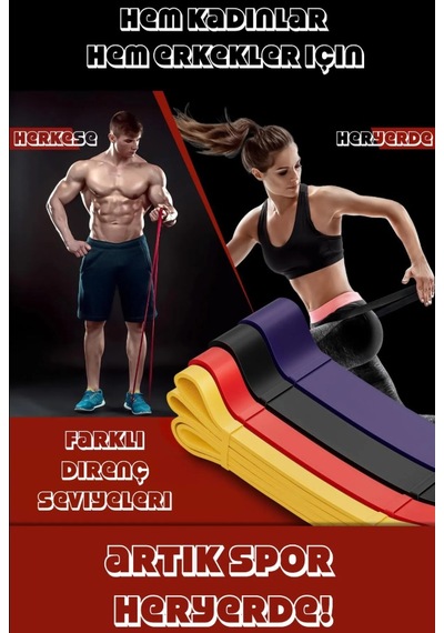 5 Kg Sarı Direnç Bandı Kas Geliştirme Pilates Lastiği Hafif Sert Fitness Egzersiz Bandı Sarı