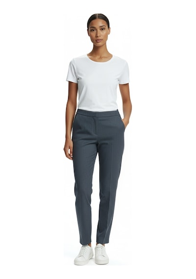 Ekol Minimalist Kadın Pantolon - Yüksek Bel Slim Fit Midi Lacivert
