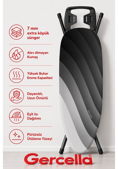 Hediyeli Harmony Battal Boy Xxl Beden 60x162 Cm Ütü Masası Kılıfı Gri