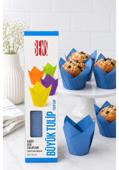 Kademeli Tulip Mavi Muffin Kapsülü 200 Adet