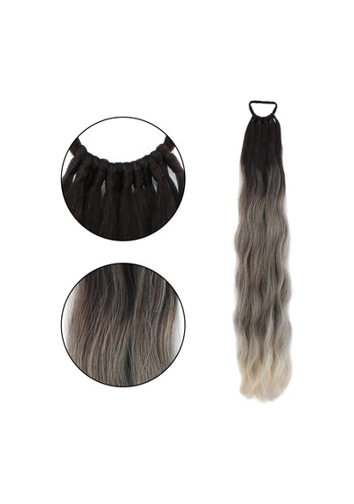 Lastik Tokalı At Kuyruğu Su Dalgalı / Kumral / Beyaz Platin Ombre - Yqbx-718178 Çok Renkli