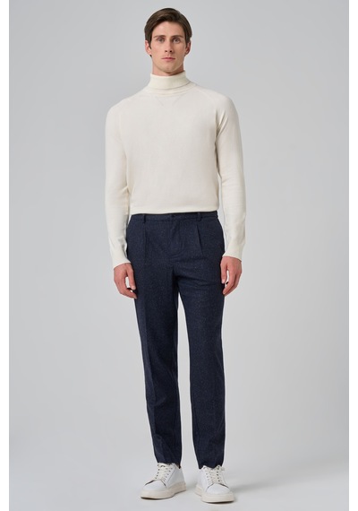Morven Erkek Lacivert Yünlü Trend Desenli Slim Fit Pantolon 26ks003001200 Lacivert