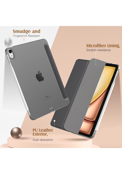 Apple Uyumlu iPad  Air 11" M3 2025 / M2 2024 / Air 10.9" 2022 / 2020 Kılıf Kapaklı Standlı Uyku Modlu Smart