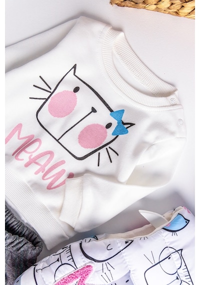 Babymod Kız Bebek Takım Kedi Desenli Kız Bebek Şişme Yelekli Takım
