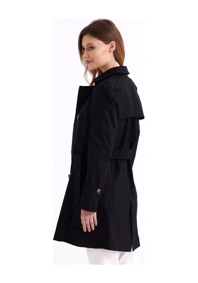 Pastelastore Esnek Pamuk Gabardin Kısa 80cm Omuz Apoletli Kemerli Kadın Trençkot 1120 Siyah Pastelastore Esnek Pamuk Gabardin Kısa 80cm Omuz Apoletli Kemerli Kadın Trençkot 1120 Siyah