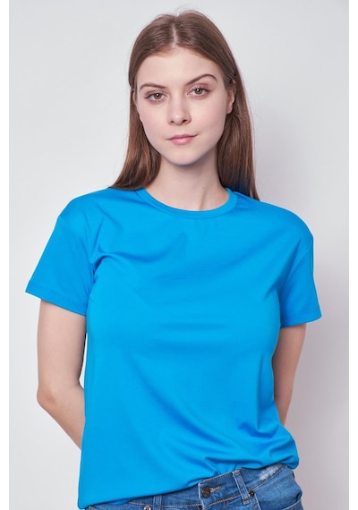 Jument Kadın Sıfır Yaka Kırışmaz Span Karışımlı Şık Kısa Kol Likralı T-shirt Bluz-mavi Mavi Jument Kadın Sıfır Yaka Kırışmaz Span Karışımlı Şık Kısa Kol Likralı T-shirt Bluz-mavi Mavi