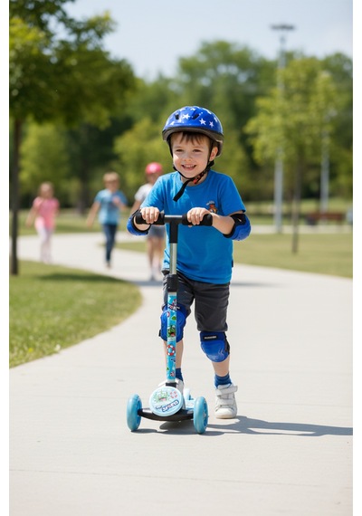 Işıklı Scooter Mavi