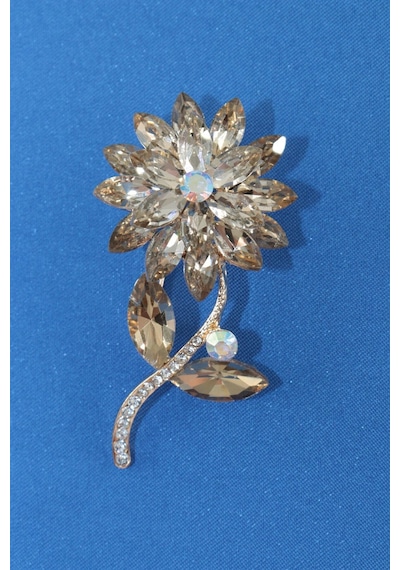 Mutluluğun Tohumu Lotus Çiçeği Broş Gold Renkli Pırlanta Taşlı Kadın Yaka İğnesi Lotus Çiçekli Broş Çok renkli
