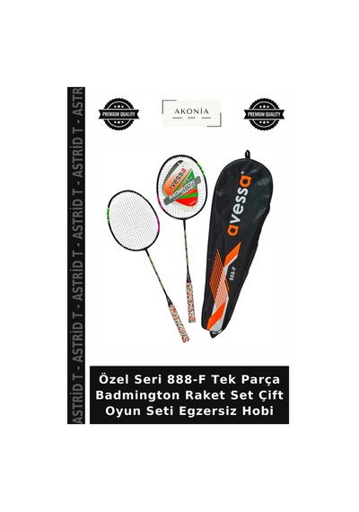 Özel Seri 888-f Tek Parça Badmington Raket Set Çift Oyun Seti Egzersiz Hobi