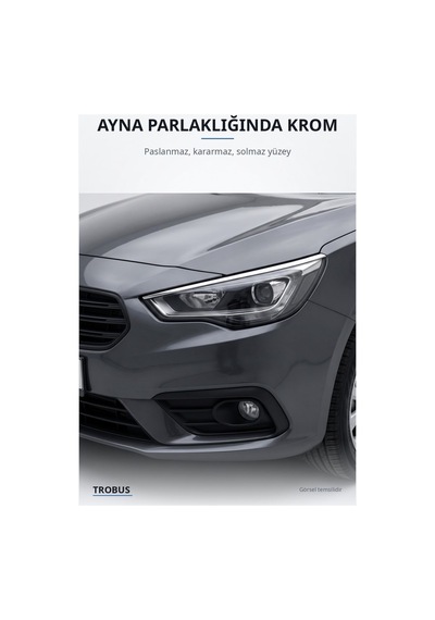 Volkswagen Passat B8.5 2019 Ve Sonrası Uyumlu Krom Far Üstü Çıtası 3 Parça Paslanmaz Çelik