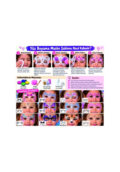 Kk Swords Stencil Tasarım 12 Adet Sl094 Çocuk Yüz Boyama Maskeleri Set:47 Pasta, Ahşap, Yüz Boyama Şablonu
