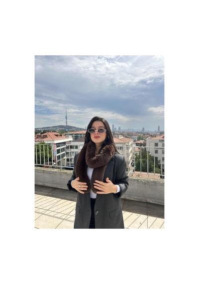 Mollycrush Kadın Peluş Atkı Yumuşak Dokulu, Sıcak Tutan Ve Şık Kış Aksesuarı Kahverengi