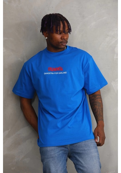 Wear Vexel Erkek Baskılı T-shirt Kısa Kol Bisiklet Yaka Rahat Kalıp Tişört - Mavi Çok Renkli