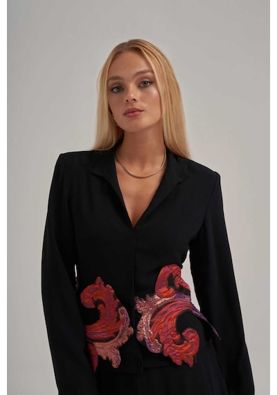 Crystalia Özel Jakar Kumaş Motif İşlemeli Abaya Çok Renkli