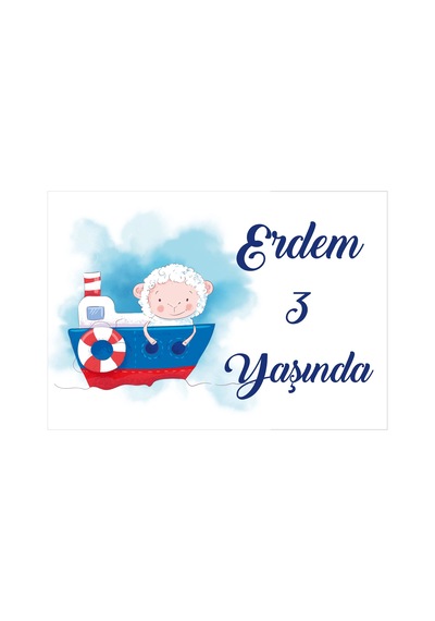Gemi Temalı Doğum Günü Afişi 35x50 Cm