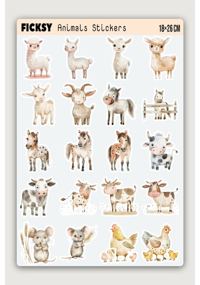 Sevimli Çiftlik Hayvanları Sticker Seti - 140 Adet Etiket Çıkartma Diğer