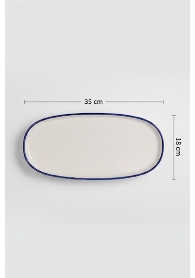 Toledo Oval Kayık Tabak 35x18cm Rim Lacivert Rinart Krem