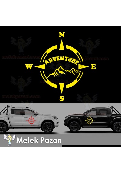 Adventure Pusula, Off Road - Karavan Oto Sticker, Araba Stic...