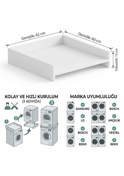 İmt Aksesuar Çamaşır Makinesi Dolabı Çamaşır Ve Kurutma Makinesi Üst Üste Sabitleme Bağlantı Aparatı Beyaz İmt Aksesuar Çamaşır Makinesi Dolabı Çamaşır Ve Kurutma Makinesi Üst Üste Sabitleme Bağlantı Aparatı Beyaz