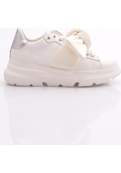 Dgn Es853 Kadin Kalin Taban Fiyonklu Sneakers Ayakkabi ES853-2007-R0198 Beyaz