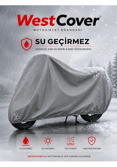 Arora Htx Pro 50 Gri Arka Çanta Ve Kilit Uyumlu-motosiklet Brandası,su Geçirmez Uvli Motor Örtüsü Bağlantı Klipsli Taşıma Çantalı.