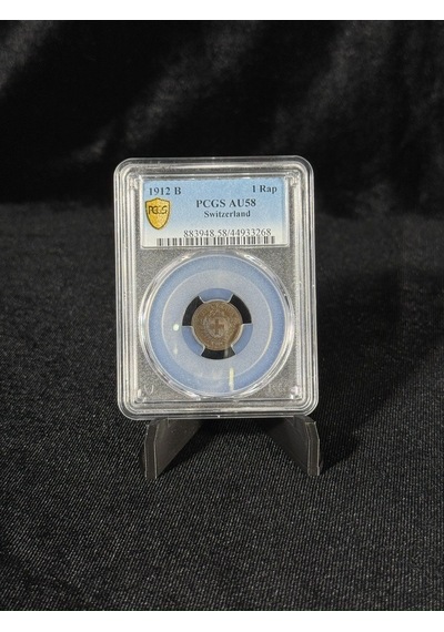 1912 B İsviçre 1 Rap Pcgs Au58 Gold Shield Sertifikalı Top Pop