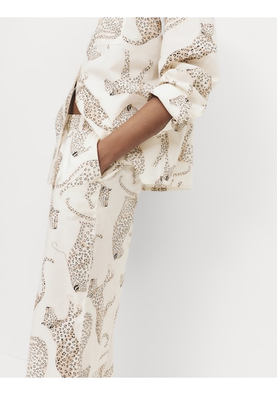Marks & Spencer Pure Cotton Hayvan Desenli Pijama Altı T37001788P Krem