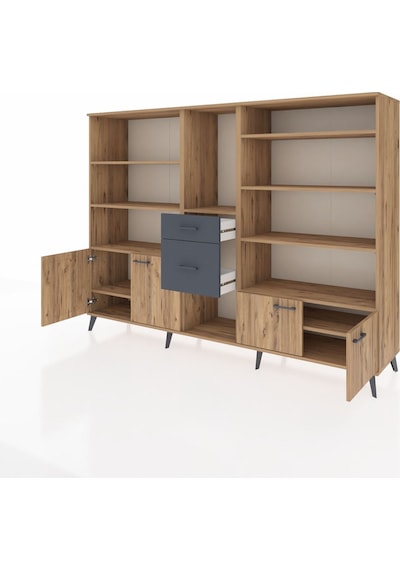 Hyperion Dolap 10 Raflı 2 Çekmeceli 4 Kapaklı 220x44x163 Çam-çam/ Çam-çam/antrasit Hyperion Dolap 10 Raflı 2 Çekmeceli 4 Kapaklı 220x44x163 Çam-çam/ Çam-çam/antrasit