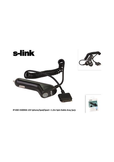 S-link Ip-830 1500ma 12v İpod-iphone-ipad Araç Şarj Cihazı Kdo
