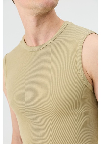 Antioch Pamuklu Kolsuz Erkek T-shirt Haki
