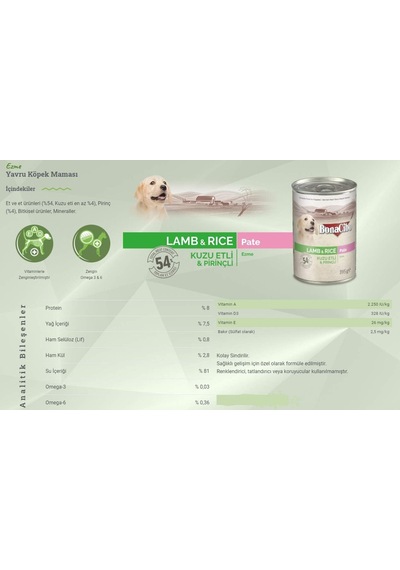 Ezme Kuzu Etli Pirinçli Yaş Yavru Köpek Maması 395 Gr