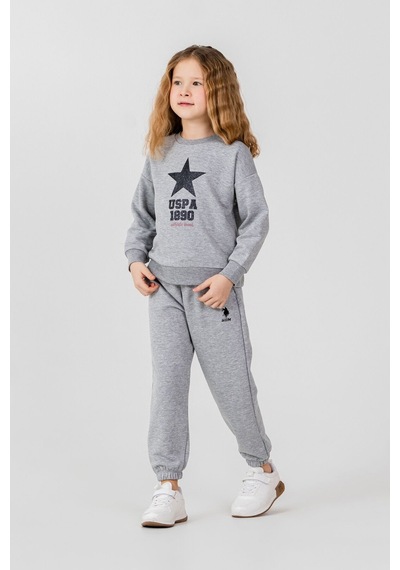 U.S. Polo Assn. Kız Çocuk Baskılı Gri Uzun Kol Eşofman Takımı Us2719-c-v1 Us2719-c-v1