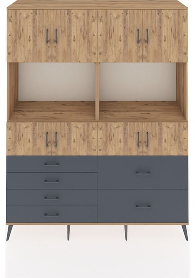 Hyperion Gardrop 8 Raflı 6 Çekmeceli 8 Kapaklı 176x44x221 Çam-çam/antrasit Çam/antrasit Hyperion Gardrop 8 Raflı 6 Çekmeceli 8 Kapaklı 176x44x221 Çam-çam/antrasit Çam/antrasit