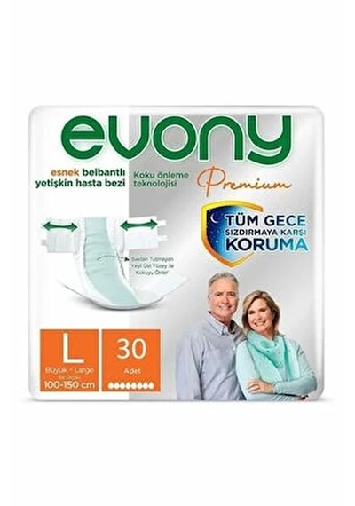 Evony Belbantlı Yetişkin Hasta Bezi Large 30 Adet 1x30 Paket L