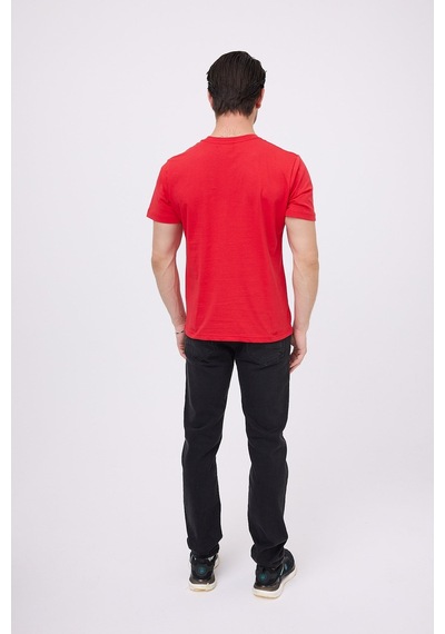 Marıne Tee Deniz Temalı Ribana Bisiklet Yaka Pamuk T-shirt-3126 KIrmızı