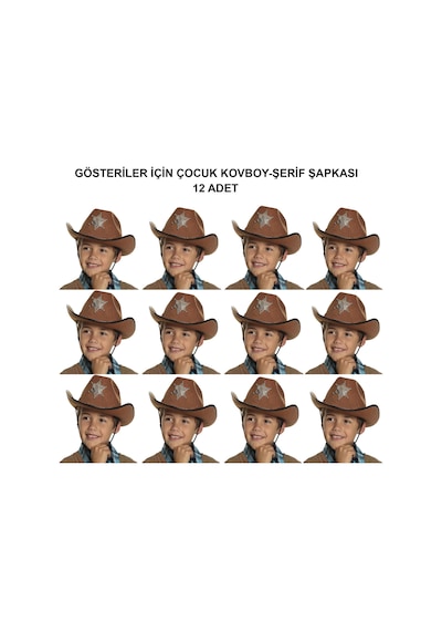 Kovboy - 813 - Şerif Şapkası Kahve 12 Adet - Kostüm, Parti Ve - Csmo-tex - Gösteri Şapkası