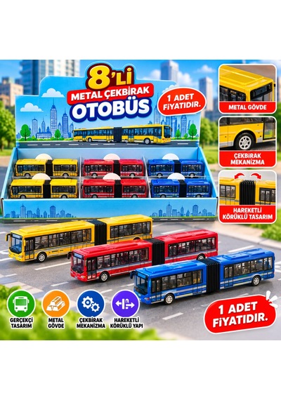 Dmn1210-c55 Kutuda 8li Metal Çekbırak Otobüs 1 Adet Fiyatıdır Beyaz