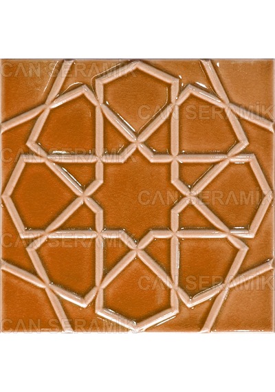 Can Seramik - 20x20 Cm. Kabartmalı Selçuklu Yıldızı Çini Karo N11.132