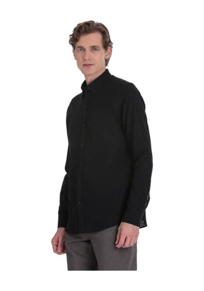 Hatemoğlu Siyah Comfort Fit 100% Pamuk Düğmeli Yaka Uzun Kollu Casual Gömlek 4111999 Hatemoğlu Siyah Comfort Fit 100% Pamuk Düğmeli Yaka Uzun Kollu Casual Gömlek 4111999