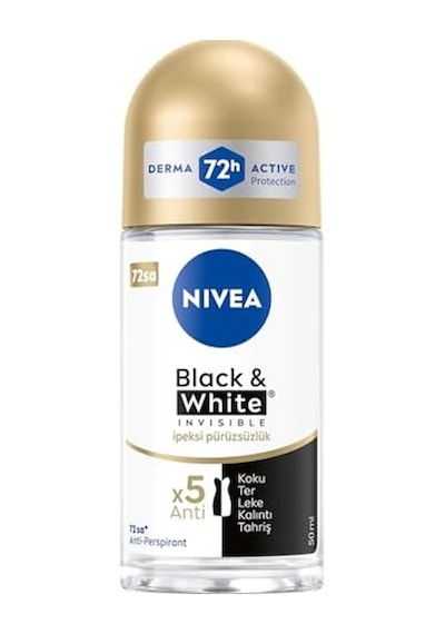 Nıvea Kadın Roll On Deodorant Black&white Invisible İpeksi Pürüzsüzlük 72 Saat Anti-perspirant Koruma 50ml