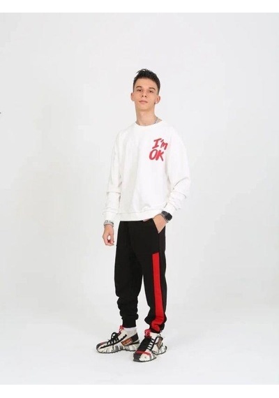 Marions Çocuk I'm Ok Yazılı 2 İplik Sweatshirt-15233 Ekru
