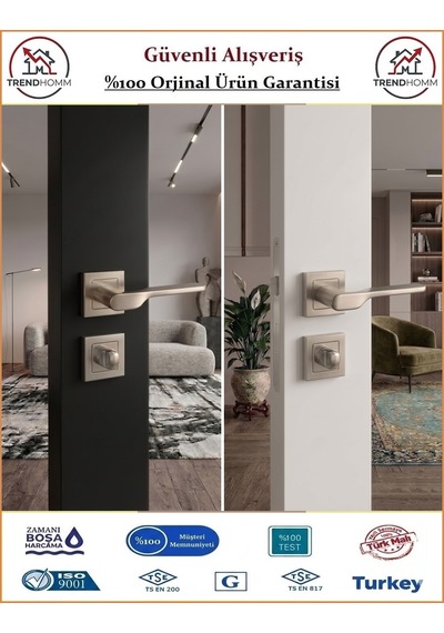 Trendhomm Sedir Rozetli İç Kapı Kolu - Nikel Saten - Wc Banyo