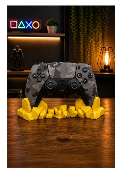 Veriqo 3d Ps5 Uyumlu Gamepad Standı Kristal Tasarımlı Oyun Kolu Tutucu Masaüstü Controller Standı Sarı