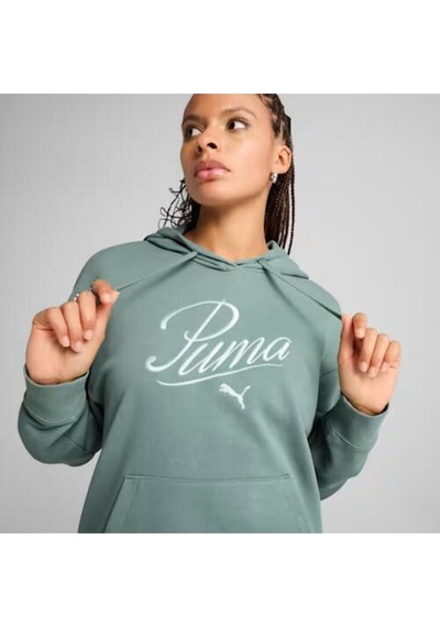 Puma Kadın Scrıpt Comfort Hoodie Eşofman Üst 68498330 Yeşil