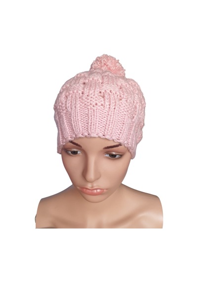 Ororabutik El Örmesi Pembe Ponponlu Yün Bere