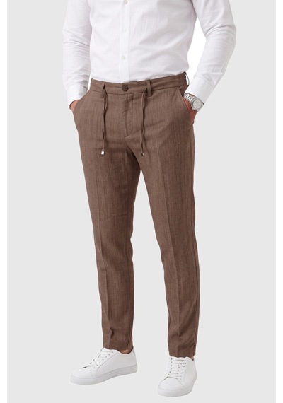 Rizzup Erkek Slim Fit Kırçıllı Kahve Kumaş Pantolon İpli Esnek Bel Likralı Spor Şık Pantolon 2700252 Rizzup Erkek Slim Fit Kırçıllı Kahve Kumaş Pantolon İpli Esnek Bel Likralı Spor Şık Pantolon 2700252