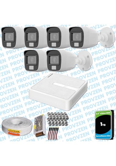 Provzen Hilook 6 Kameralı Full Hd Colorvu Mikrofonlu Güvenlik Kamerası Olay Anında Bildirim